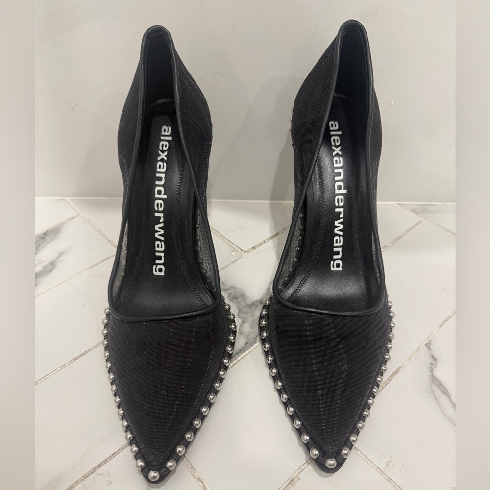 Alexander Wang Black Mesh Heels with Silver Studs